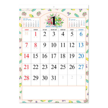 プチフラワー文字｜2024年卓上カレンダー名入れ激安作成！東京で35年・安心信頼のカレンダー印刷「佑和」の画像