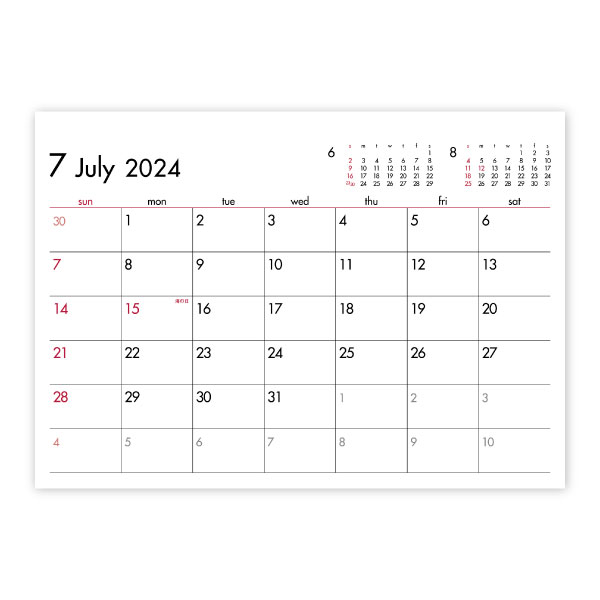 卓上　6Weeks Calendar(レッド)の画像