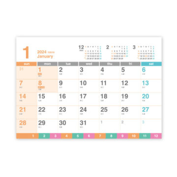 卓上　クリアカラーカレンダー｜2024年卓上カレンダー名入れ激安作成！東京で35年・安心信頼のカレンダー印刷「佑和」の画像